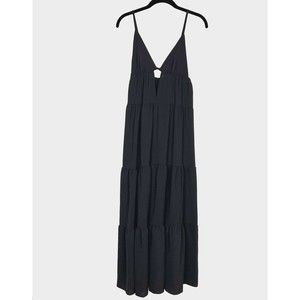 SHEIN Belle Plunging Neck Maxi Dress Womens Small Adjustable Straps Punk Peasant